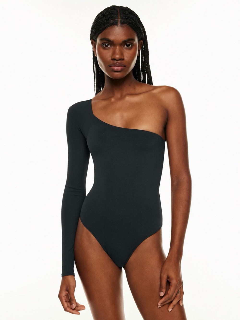 Aritzia Babaton Contour One Sleeve Bodysuit in Black